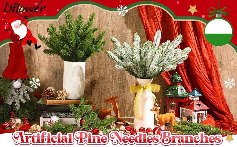 5/10pc ramos de pinheiro de natal decoração de natal artificial falso planta agulhas de pinheiro grinalda diy árvore de natal decoração de casa ano novo