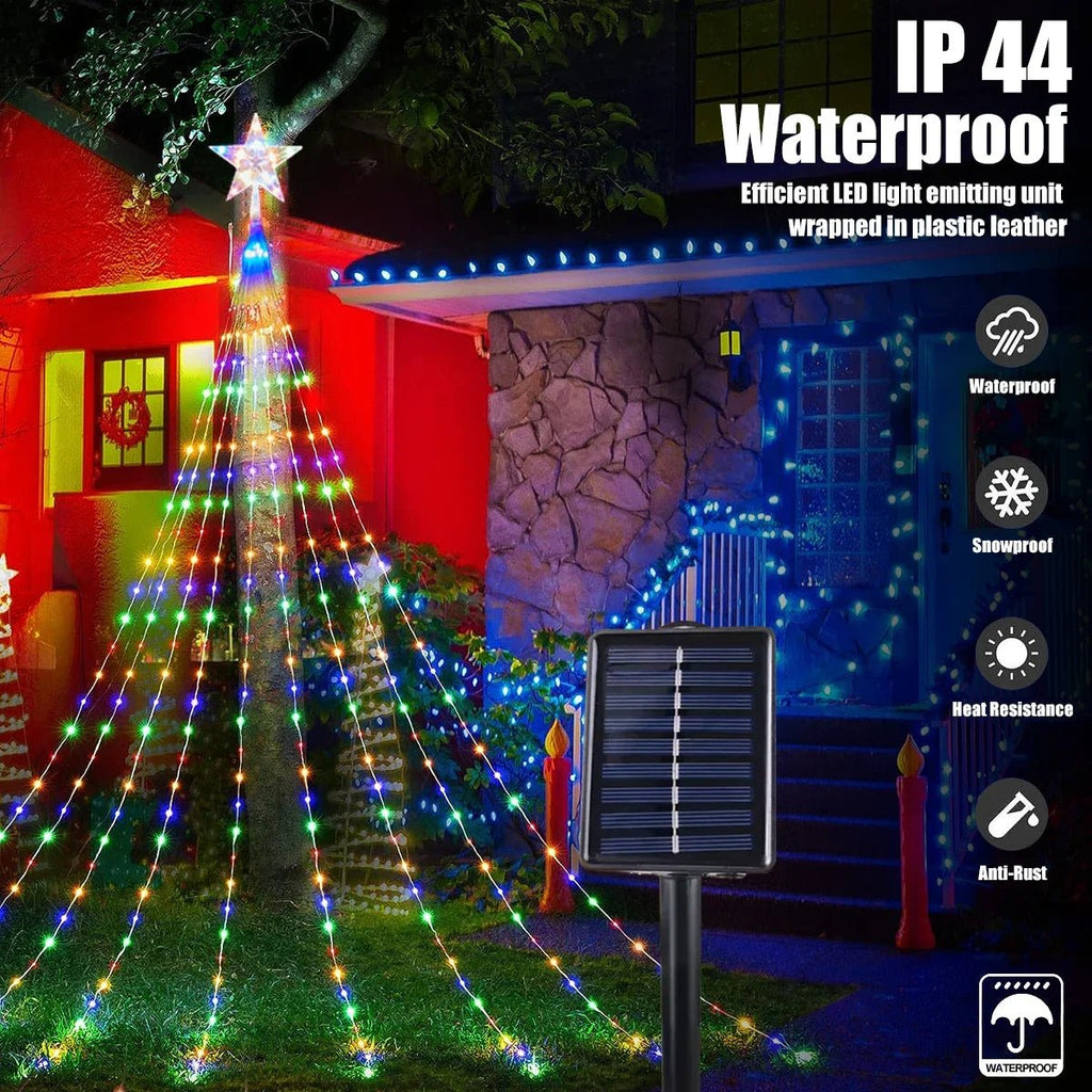Decoração de natal 2025 luzes de decoração de férias solares led luzes de corda de natal ao ar livre estrelas brilhantes natal