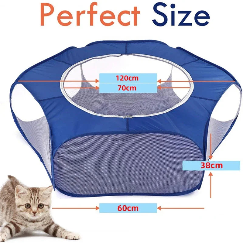 Gaiola pequena portátil para animais de estimação, gaiola transparente para cães e gatos, cercadinho para animais de estimação, cerca dobrável aberta para cães, hamster, coelho, cobaia
