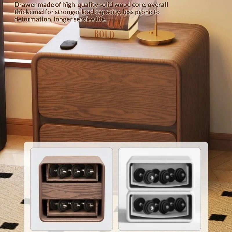 Solid Wood Bedside Table Small Vintage Cream Style Modern Simple Bedroom Nightstand Storage Cabinet for Home Decor