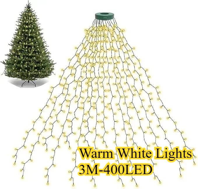 Luzes led para árvore de natal, guirlanda de ano novo para pátio, jardim, 1.5m/2m/3m, luz cascata, decoração de natal 2025 - Kasa & Pet