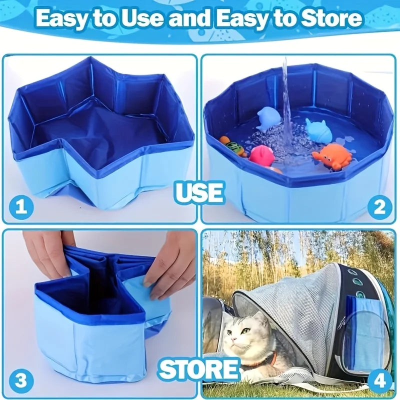 Piscina para Animais de Estimação, Azul, Brinquedos de Lazer e Entretenimento ao Ar Livre, Piscina de Água para Gatos e Cães, Acessórios para Treinamento de Gatos