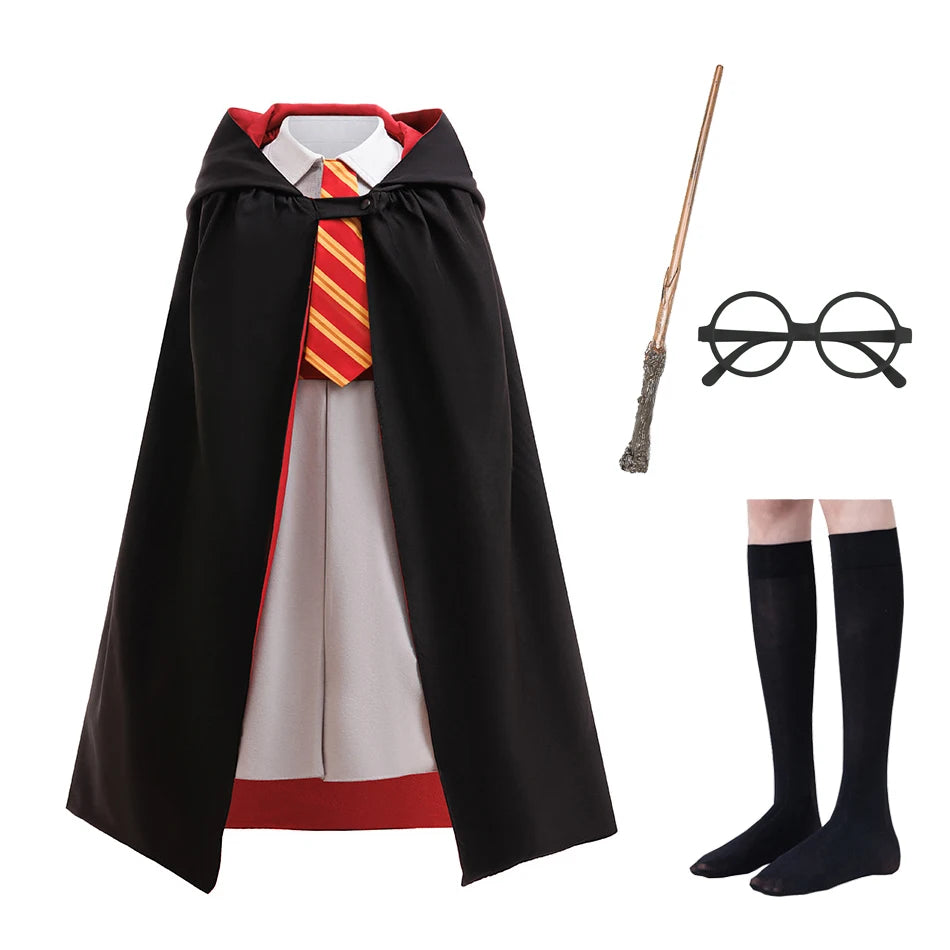 Meninas assistente escola cosplay vestido com capa uniforme da academia mágica para o dia das bruxas crianças bruxa role play festa traje carnaval
