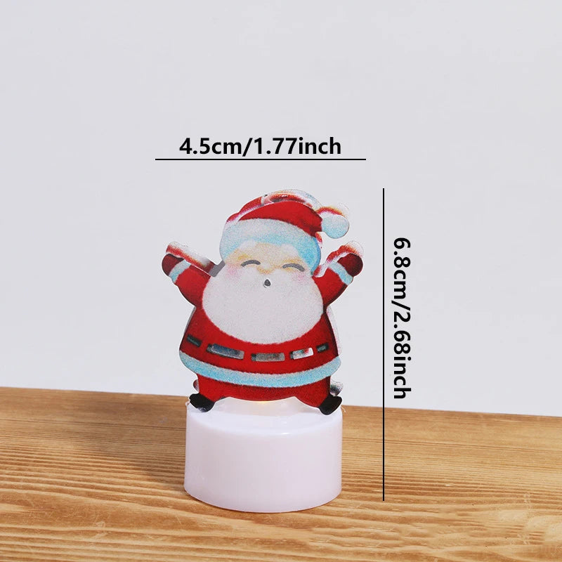 LED Christmas Candle Lamp Decorações, pequena Santa, boneco de neve, árvore de Natal, Holiday Night Lights, Home Party, Jardim