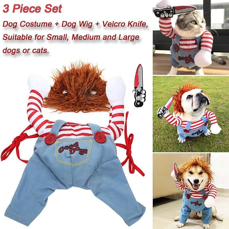 Conjuntos de fantasias ajustáveis para cães de Halloween, roupas, cosplay, fantasia para cães médios e grandes, pug, roupas novas, engraçado, 2023