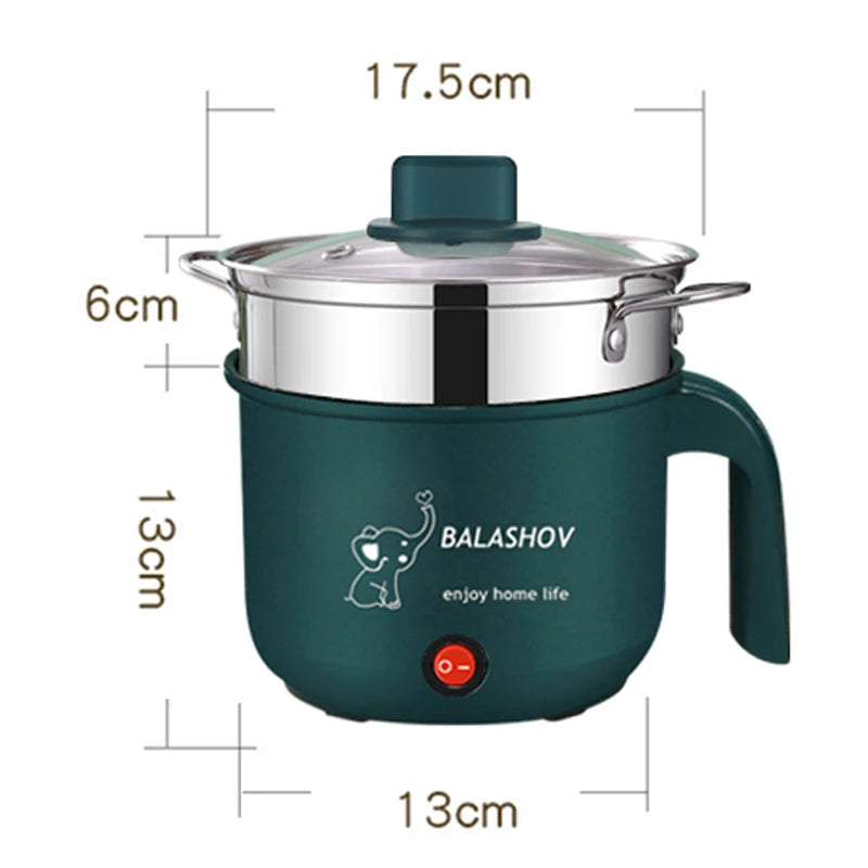 Mini panela multi antiaderente de 1,8l, máquina de cozinhar de camada única/dupla, panela elétrica multifuncional com fogão a vapor para casa