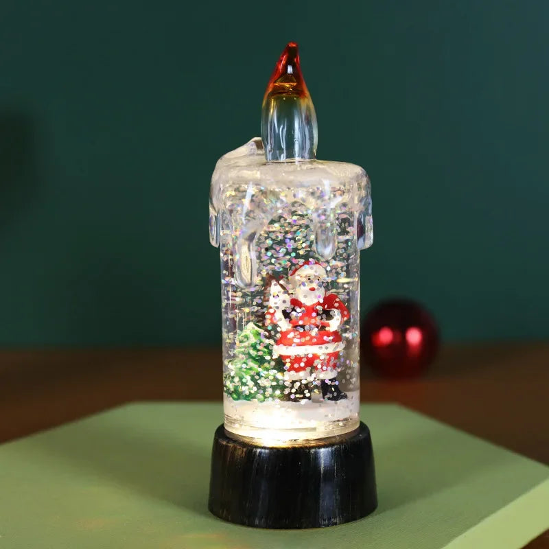 Natal led vela globo de neve luzes nevando floco de neve lâmpadas decorativas presentes criativos do feriado para decoração de natal