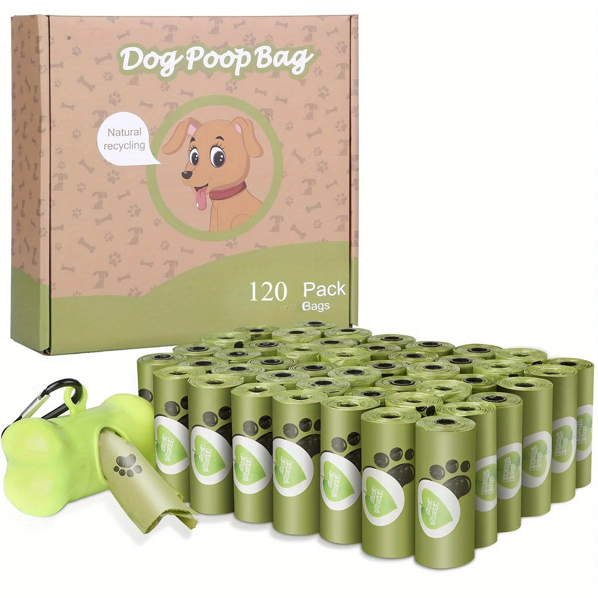 8 Rolos de Sacos Biodegradáveis para Cocô de Cachorro, à Prova de Vazamentos, Sem Perfume, Sacos de Lixo para Cães, Material de Amido de Milho de Alta Qualidade