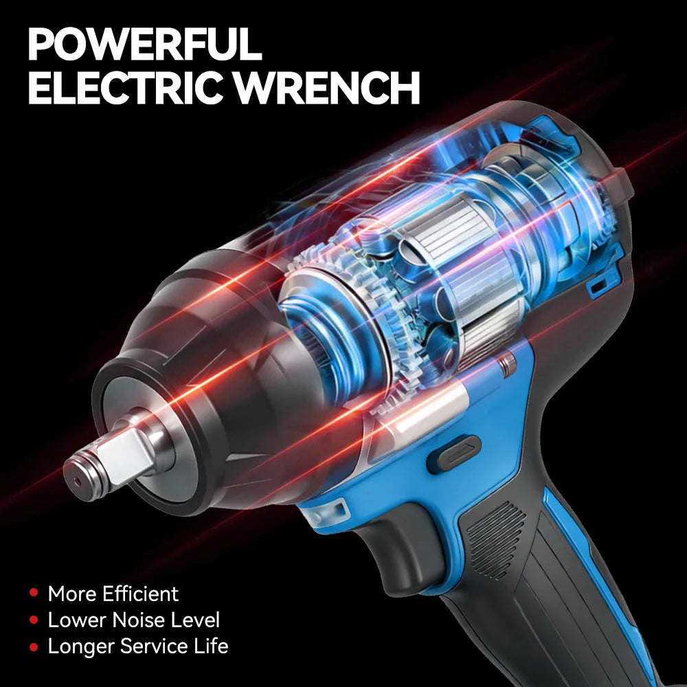 Onevan 1800n.m chave elétrica sem escova 1/2 polegada chave de impacto sem fio chave de fenda ferramenta reparo do carro para makita 18v bateria pino