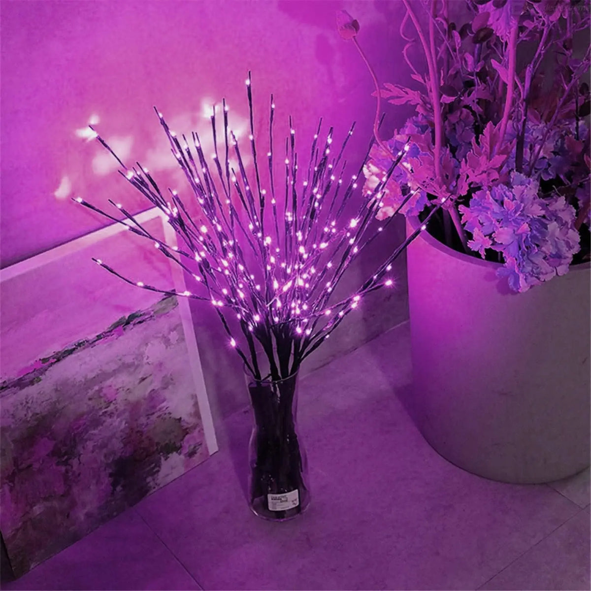 Led ramo de árvore de natal luzes a pilhas dobrável galho ramo luzes para casa interior vaso decoração do festival do feriado - Kasa & Pet