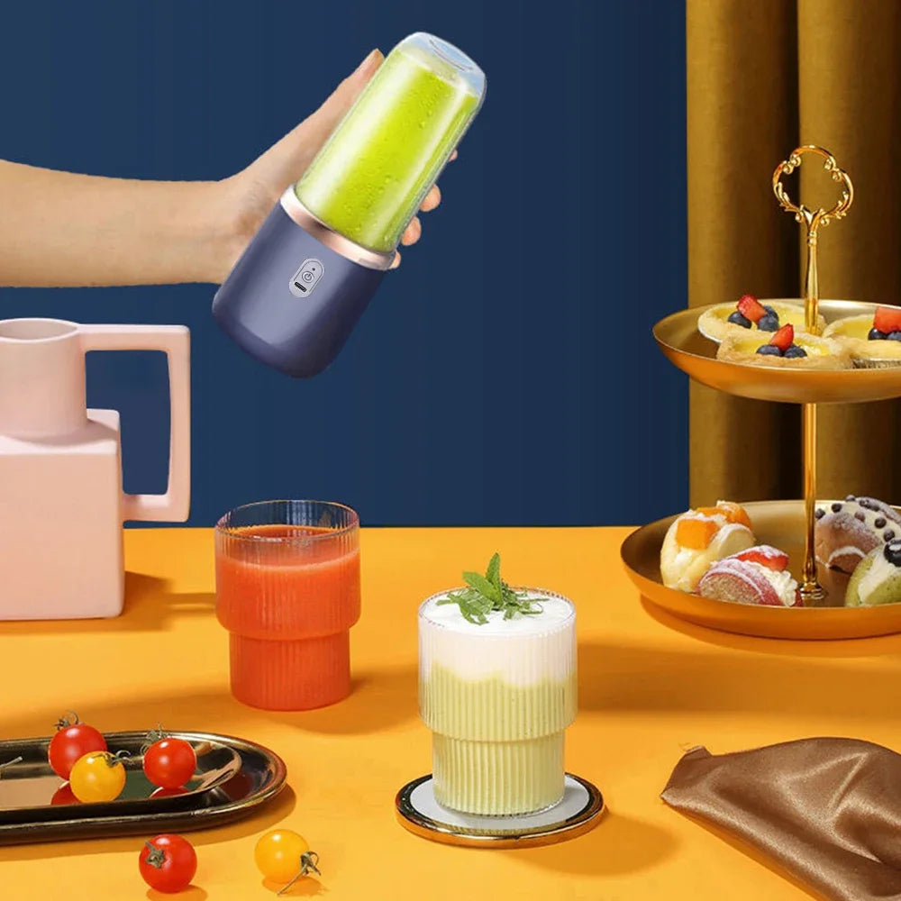 Liquidificador de Frutas Doméstico 400ML, Espremedor Elétrico Portátil, Máquina de Milkshake Multifuncional com 6 Lâminas