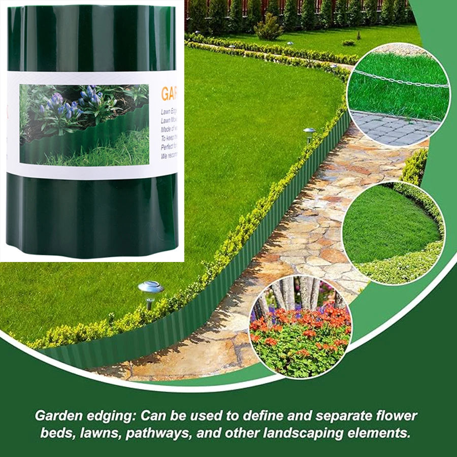 Borda de paisagem de plástico para gramado, borda ondulada para jardim, borda para gramado, faça você mesmo, canteiros de flores vegetais, decoração