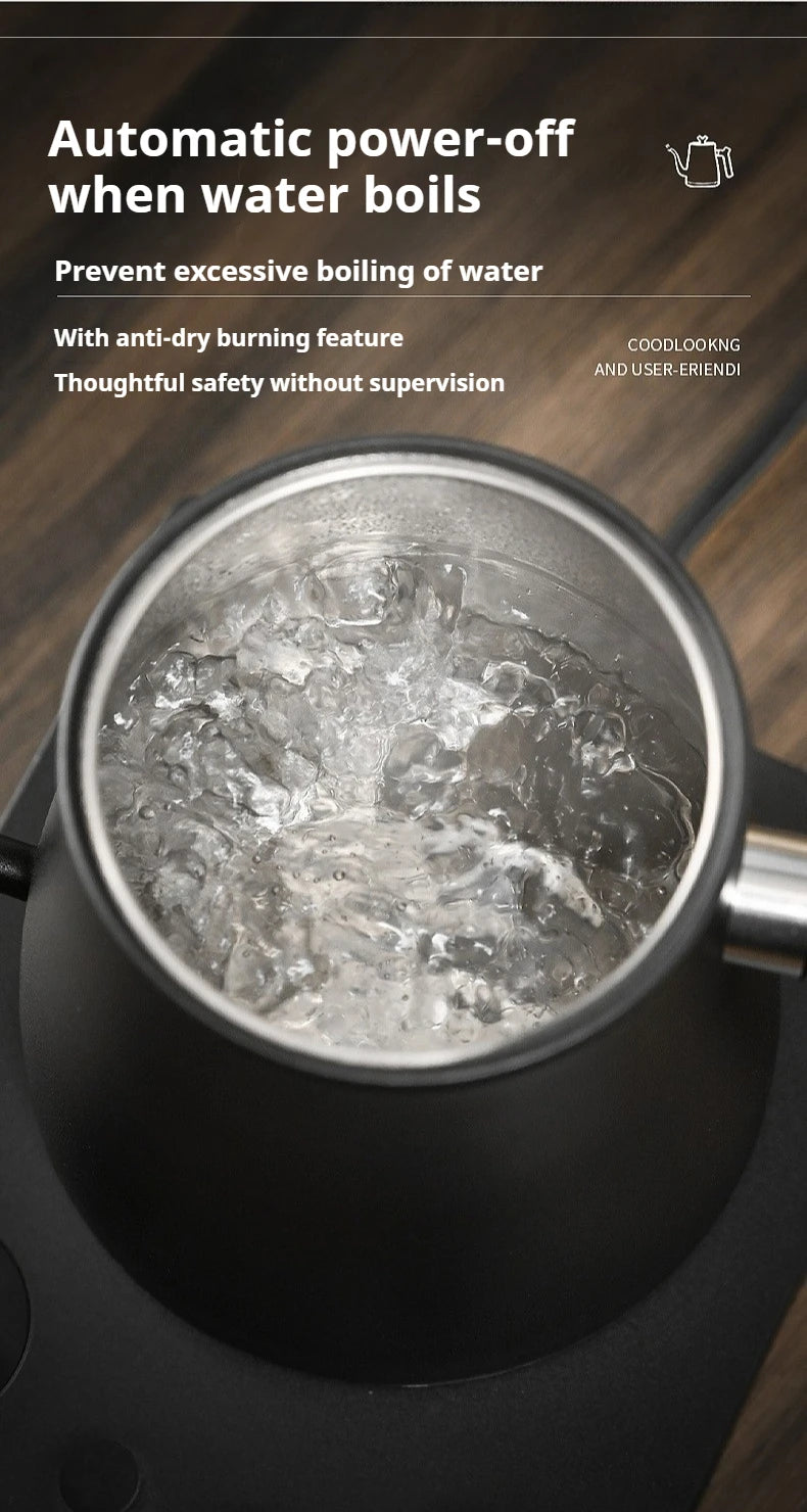 Chaleira Elétrica Gooseneck 1L: Controle Inteligente de Temperatura para Café Coado, Aquecimento Rápido em Aço Inoxidável, 110V e 220V
