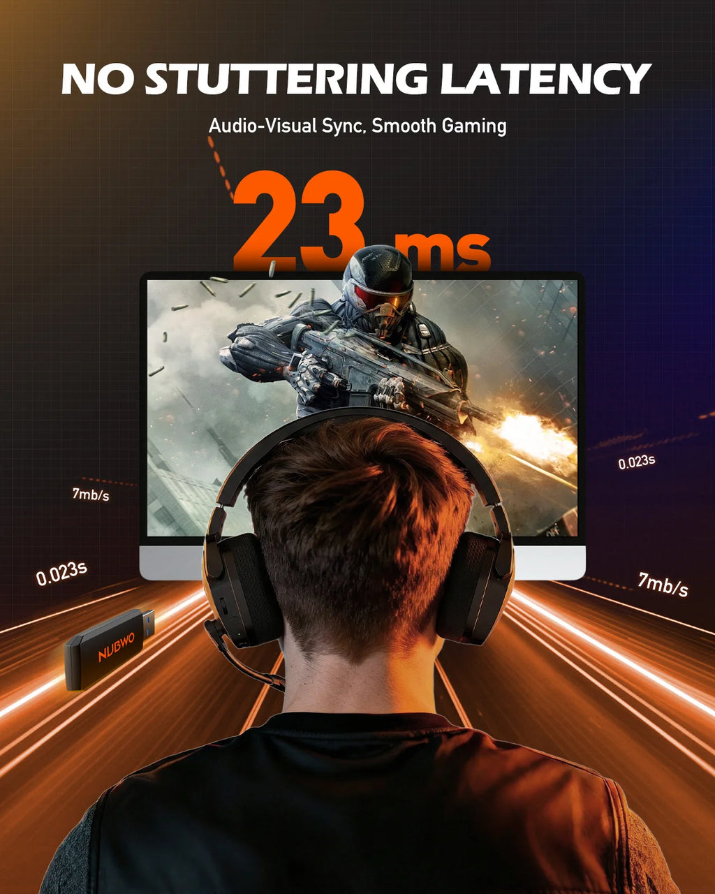NUBWO G06 Gaming Headset 2.4GHz Bluetooth 5.3 Wireless Headphones Stereo Dual Mode Mic for PS5 PS4 PC Switch Mobile Phone Laptop