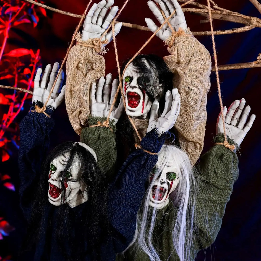 Halloween pendurado fantasma assustador esqueletos decoração suprimentos, casa assombrada assustadora voando decoração com quintal árvore varanda decoração