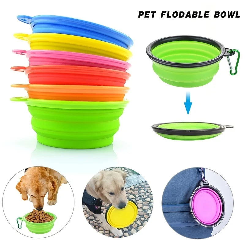 Tigela de comida para animais de estimação portátil durável tpr tigela de comida para cães e gatos tigela dobrável de silicone portátil viagem ao ar livre tigela de comida de água