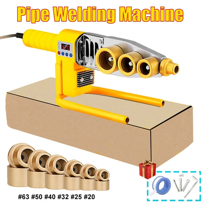 600/800/1000w máquina de solda de tubulação ferro de solda de plástico pb/pp/pe/ppr tubo de aquecimento ferramenta de fusão quente 63/32 tipo