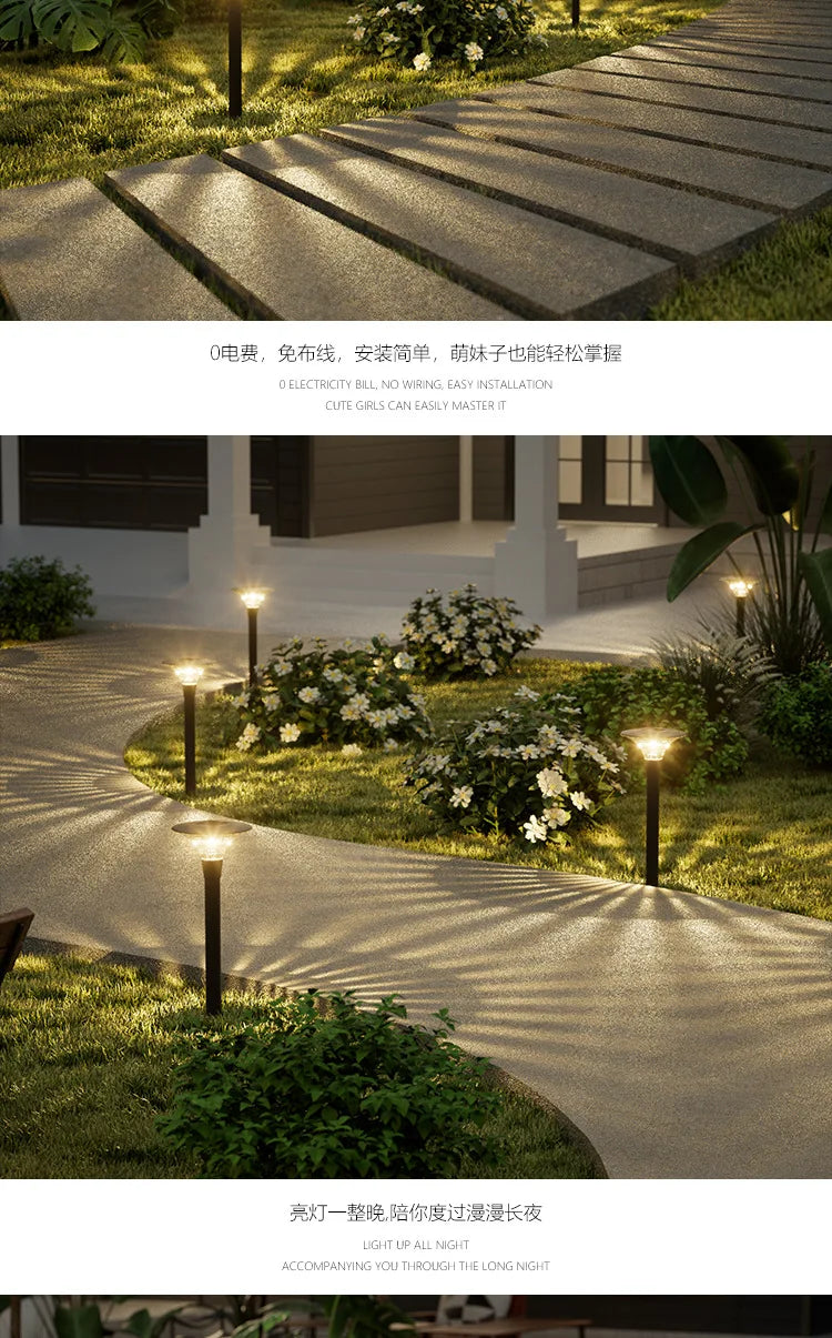 Luz Solar para Jardim, Iluminação Paisagística, Lâmpada Decorativa à Prova d'Água para Caminhos e Quintais