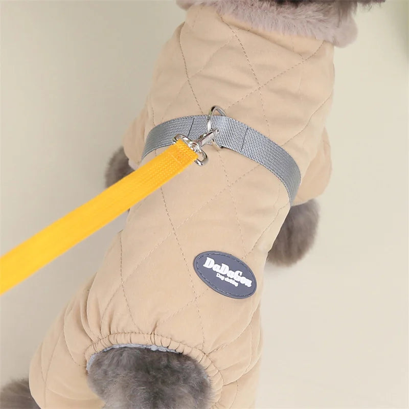 Casaco de estimação grosso colarinho de pele, roupas para cães, macacão, traje chihuahua, casaco pequeno, roupas de cachorro, quente, inverno