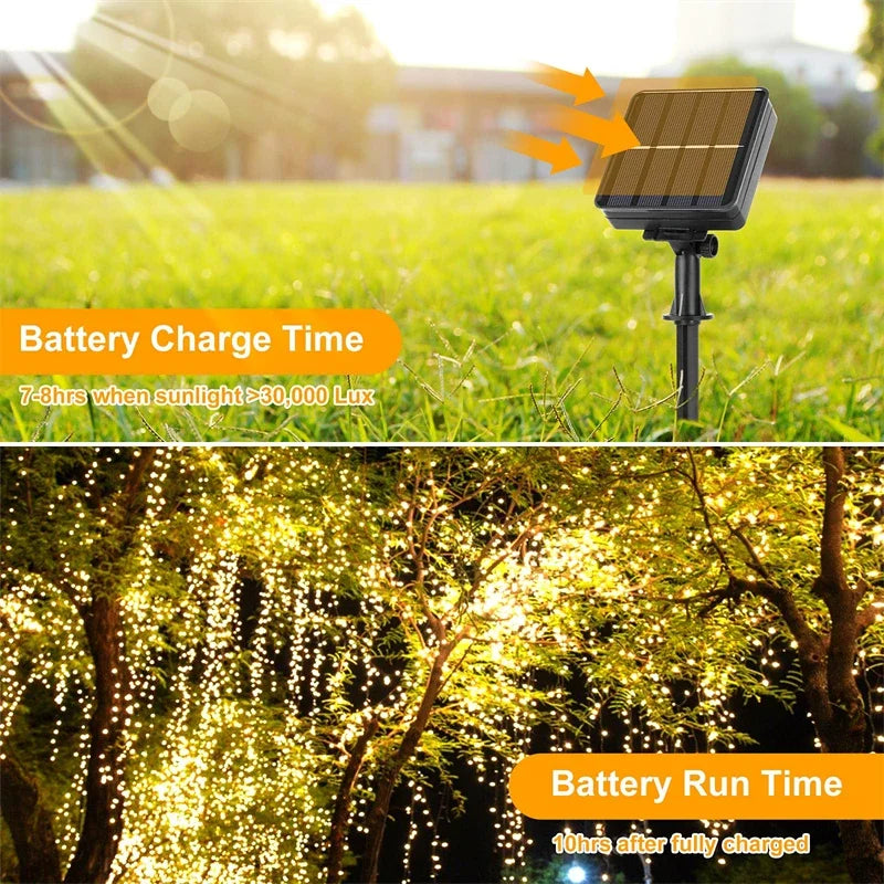 7m/12m/22m/32m led solar string luzes de fadas caminho ao ar livre guirlandas lâmpada pátio à prova dwaterproof água natal casamento jardim luzes rua