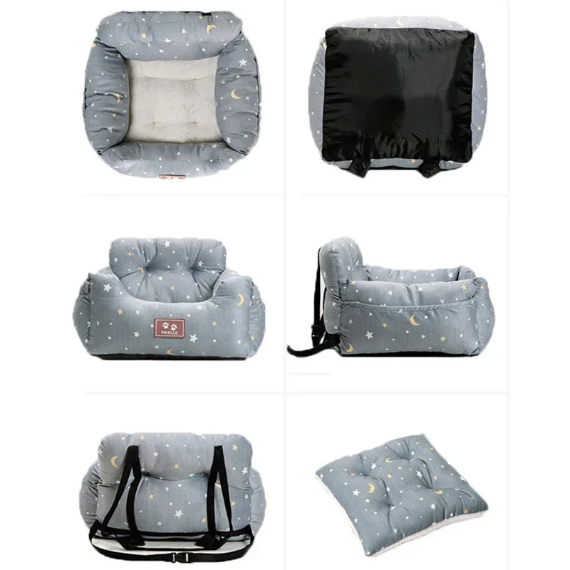 Assentos de carro para cães de viagem, céu estrelado azul, para cães pequenos e médios, capa de cama para transportar animais de estimação, produtos confortáveis e quentes para animais de estimação