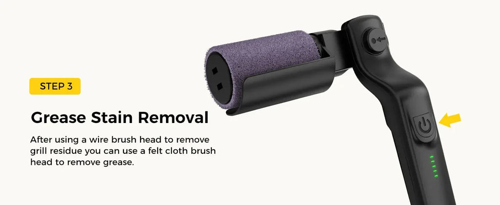 Escova Elétrica para Grelha 2 em 1 Sem Fio Recarregável, Escova de Limpeza para Grelha com Cabeça de Aço Inoxidável, Potência de 3 Velocidades para Grelhas de Churrasco