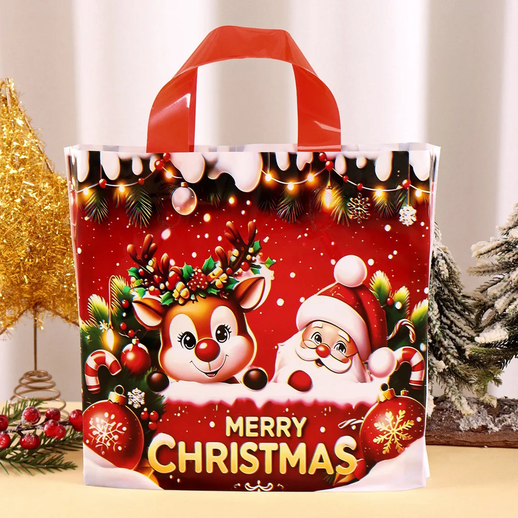 6 Sacolas de Presente de Natal com Tema Papai Noel e Rena, Sacolas de Embalagem para Presentes de Ano Novo 2026, Decoração Natalina para Casa