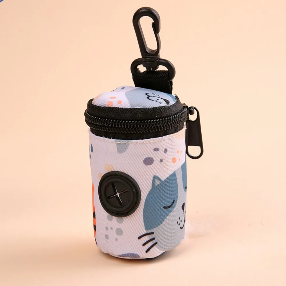 Hangable cão cocô saco dispensador zíper cães andando acessório saco de resíduos titular portátil bonito sacos de lixo organizador suprimentos para animais de estimação