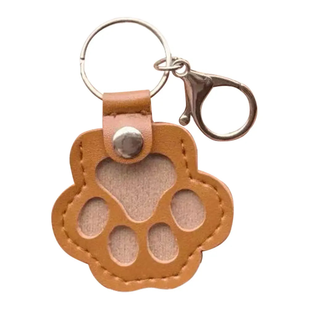Adorável impressão de pata chaveiros comemorativos saco de armazenamento de pêlos de animais de estimação chaveiro gato cão recipiente de pele pingente para amantes de animais de estimação