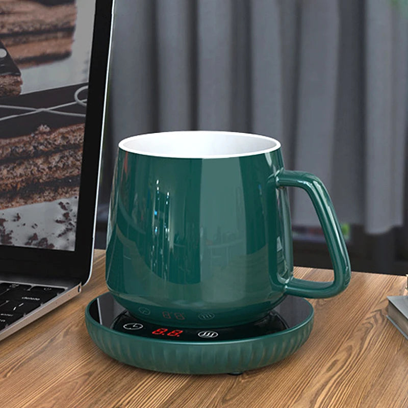 Caneca copo mais quente café leite chá copo de água aquecimento elétrico touch pad temperatura ajustável chá quente aquecedor mais quente plugue da ue
