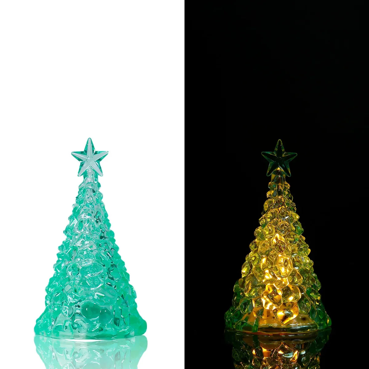 Mini Árvore De Natal Com Luzes LED, Clear Crystal Table Tree Ornamentos, Decorações para o Natal