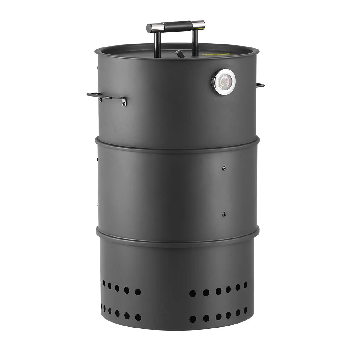 18.5\" Barrel Outdoor Charcoal Smoker Grill Coated Steel BBQ with 2 Grilling Grates and 1 Hanging Feature for Backyards