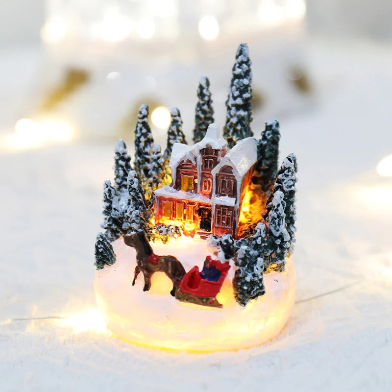 Natal led luz ornamentos santa castelo neve casa luminosa artesanato 2024 ano novo presente do miúdo festa de natal decoração casa