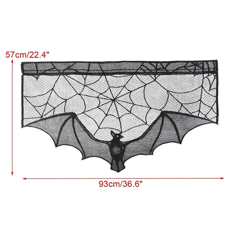 Kit de Decorações de Halloween: Toalha de Mesa com Teia de Aranha, Caminho de Mesa, Decoração para Lareira, Toalha de Mesa com Renda e Teia de Aranha, Decoração para Festa de Halloween - Kasa & Pet