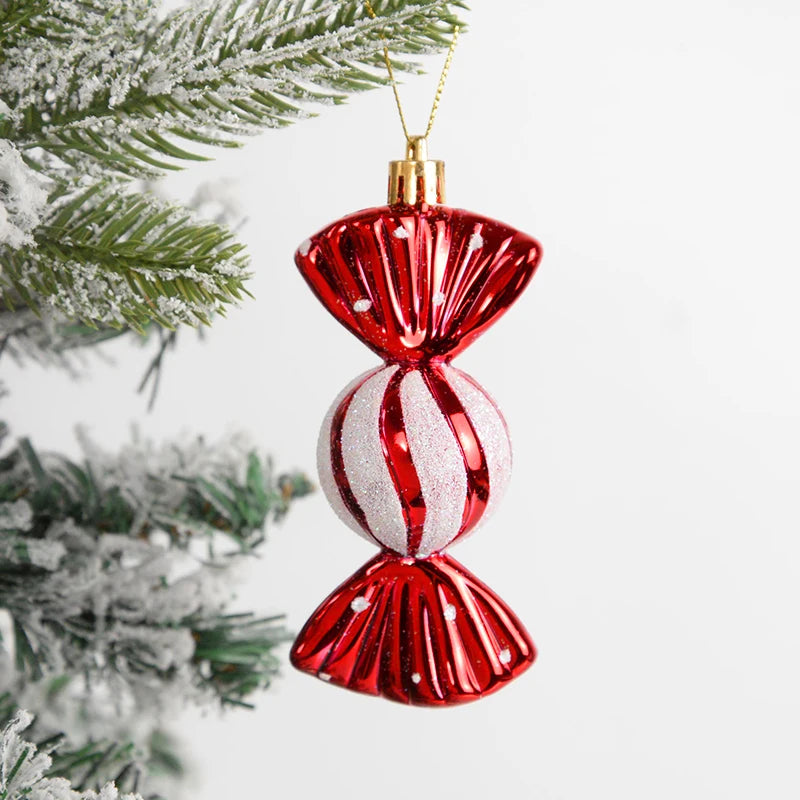 14 pçs/caixa natal doce cana bola vermelha ornamentos árvore de natal pendurado pingentes navidad ano novo decorações para casa 2024 presente natal