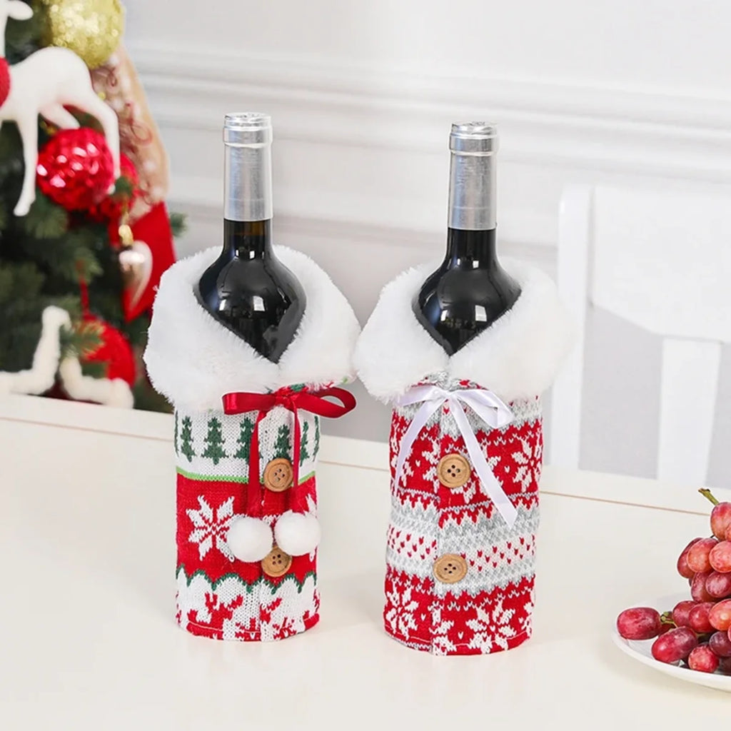 Natal garrafa de vinho capa feliz natal decorações para casa 2025 navidad noel natal ornamentos presente de natal feliz ano novo 2026