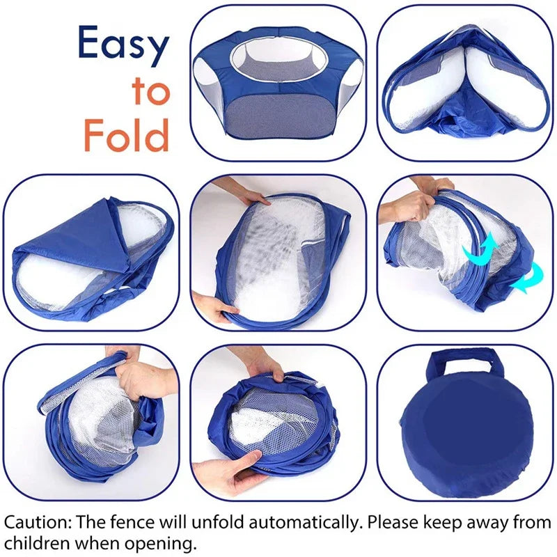 Gaiola pequena portátil para animais de estimação, gaiola transparente para cães e gatos, cercadinho para animais de estimação, cerca dobrável aberta para cães, hamster, coelho, cobaia