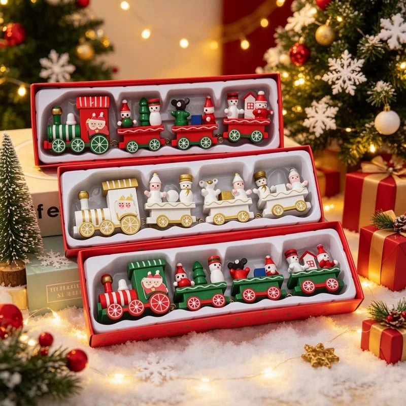 Decoração de Trem de Natal com Design Pintado Encantador, Decorações de Natal para Exibição em Mesa e Vitrine, Presentes