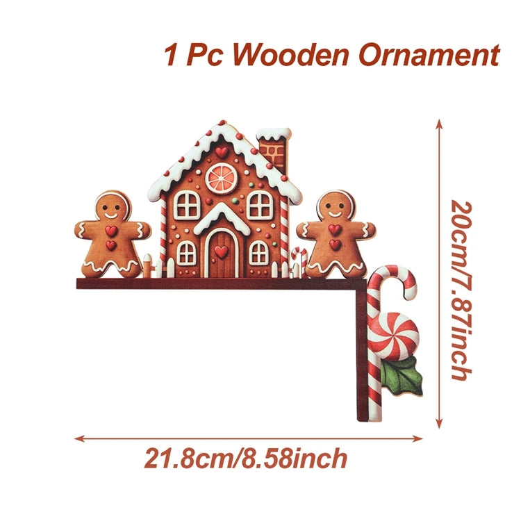 Decoração de moldura de porta de natal decoração de feliz natal para casa 2025 pingente enfeites de madeira de natal navidad natal presente de ano novo