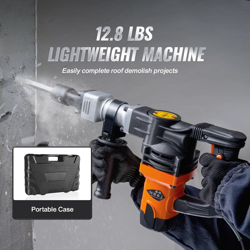 SucceBuy 1400 W Martelo de demolição Martelo elétrico Heavy Duty 2900 BPM Disjuntor de concreto 2 peças Cinzel Bits Chipping