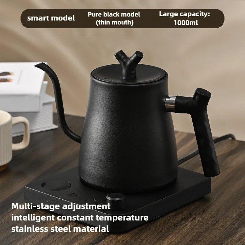 Chaleira Elétrica Gooseneck 1L: Controle Inteligente de Temperatura para Café Coado, Aquecimento Rápido em Aço Inoxidável, 110V e 220V - Kasa & Pet