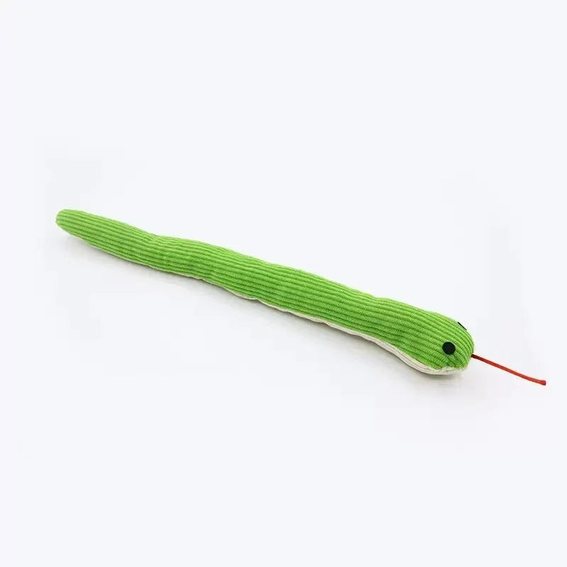 Brinquedo interativo em forma de cobra para animais de estimação, brinquedo sonoro de pelúcia resistente a mordidas, limpeza dos dentes para gatinhos, filhotes, animais de estimação pequenos