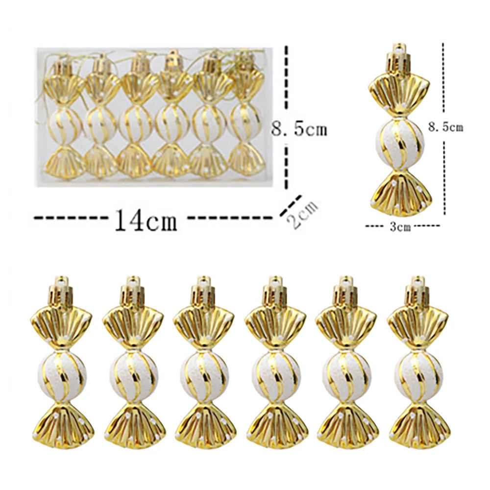 Decorações de doces para árvore de natal, bastão de doces vermelho e dourado, pinhas, decoração de casa de natal 2025, enfeite de árvore de natal