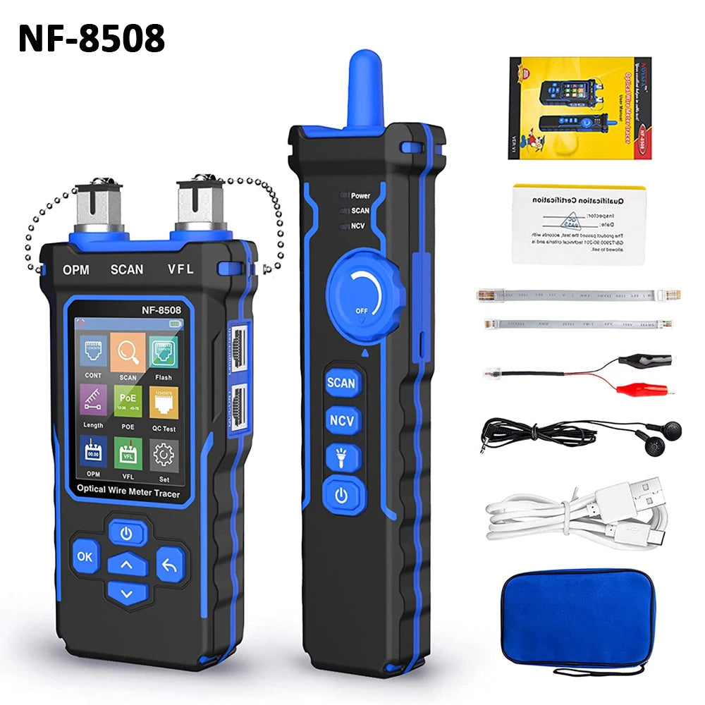 Noyafa-Network Cable Tester, Ethernet Cable Tracker, OPM VFL PoE Checker, Medir Comprimento, Wiremap, Ferramentas de Rede, NF-8508