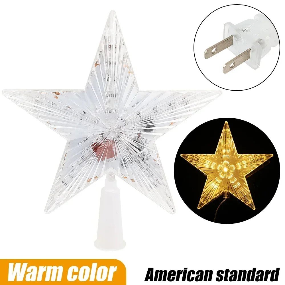 Estrela de natal árvore topper luzes led brilhante estrela lâmpada espumante luz da noite árvore de natal ornamentos superiores ano novo decoração de festa em casa - Kasa & Pet