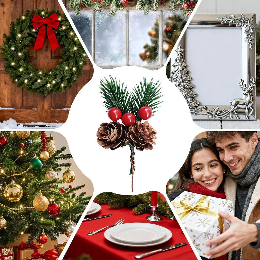 Decoração de natal picaretas 10 peças decoração artificial do feriado ramos de natal decorativos para cartões de felicitações de configuração de casamento