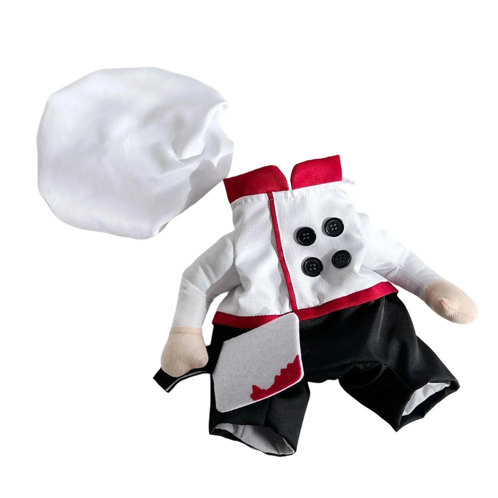    Fantasia de Chef de Halloween para Cães de Estimação, Roupa Engraçada de Cosplay com Chapéu, Vestido de Festa para Filhotes, Acessórios para Fotos de Festival