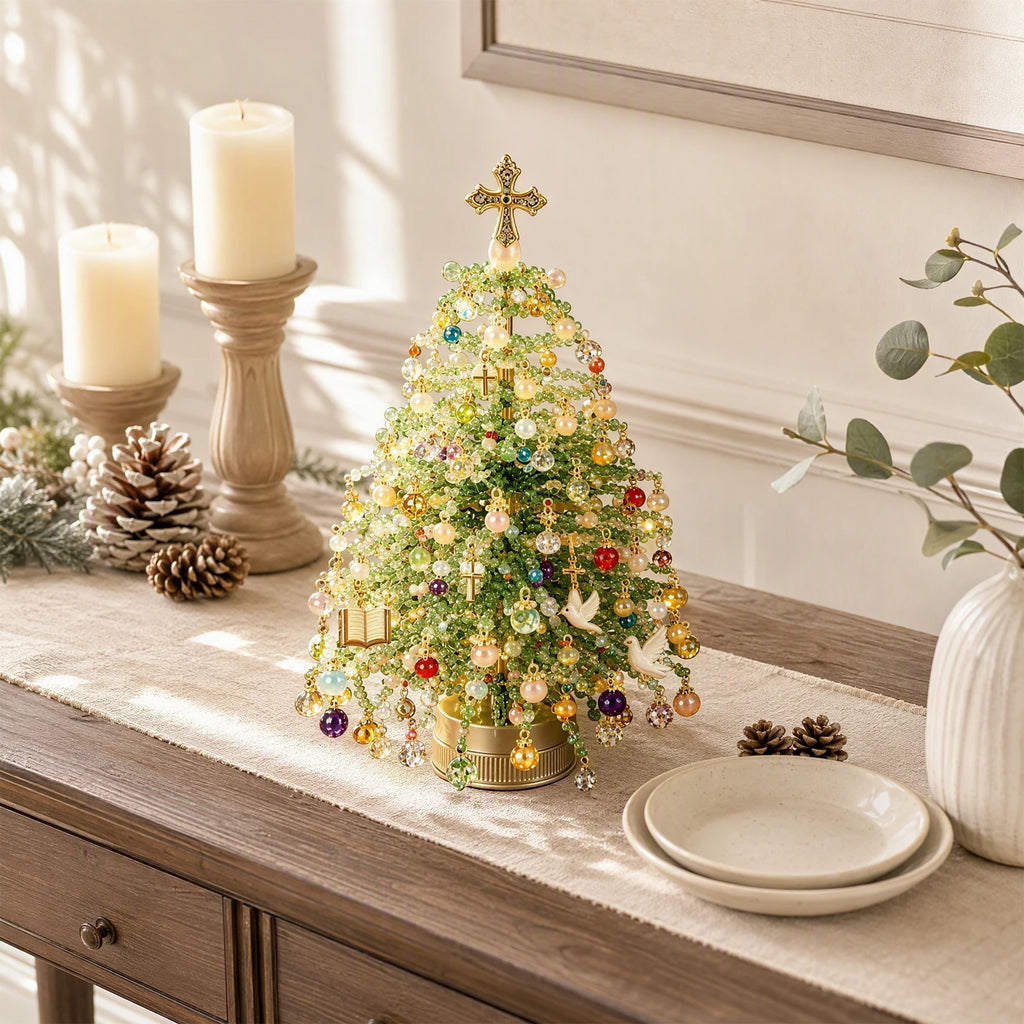 Kit de Artesanato de Natal DIY: Árvore de Natal com Contas e Luzes Brilhantes para Decoração com Contas