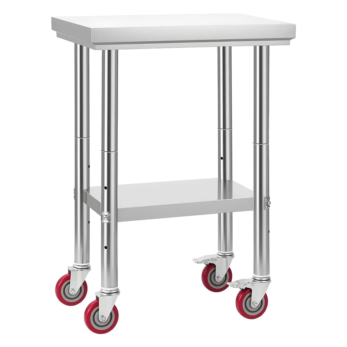 24 X 18 Inches Stainless Steel Kitchen Prep Table Adjustable Workstation Undershelf Wheels Food Prep Kitchen Islands Carts