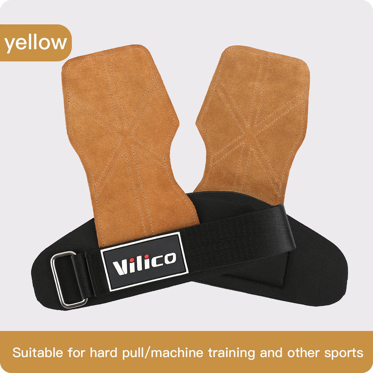 2Pcs Cowhide Gym Grips Anti-Slip Weightlifting Power Pads Pull-up Deadlift Workout Fitness Palm Protectors